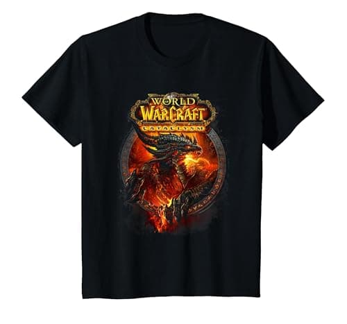Image of World of Warcraft Cataclysm Deathwing The Destroyer Logo T-Shirt, Youth, Black, Large