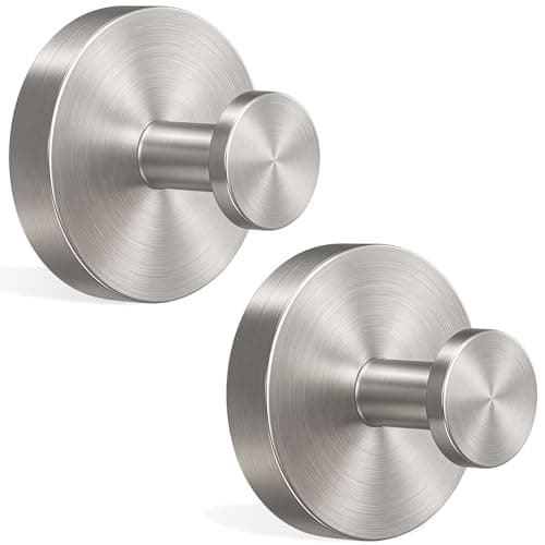 Image of EKINIYAR Suction Cup Hooks, 2 Pack Large 2.4'' Round Stainless Steel Suction Hook, 15lbs Hold No-Drill Stainless Waterproof Suction Hooks for Shower Bathroom Towel Kitchen Glass Smooth Surface Silver