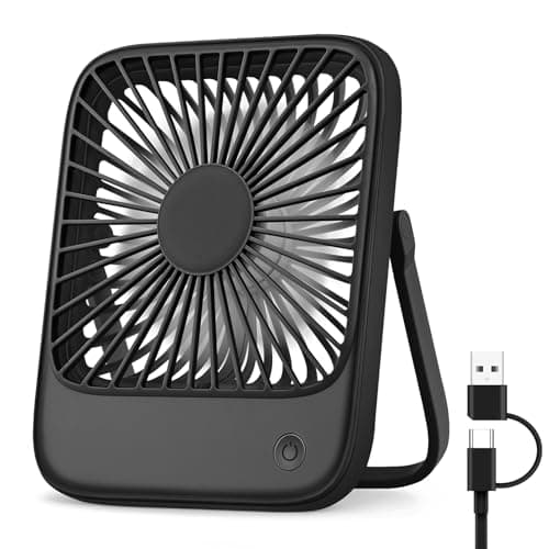 Image of USB Desk Fan Small Desktop Table Fan Cooling 3 Speeds Silent Fans with 180° Tilt Folding, Powerful Hanging Adjustbale Mini Fans for Home Office Bedroom Car Camping, USB A/C Powered (No Battery)