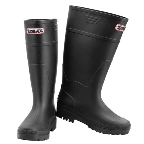 Image of Zorax - UK 12 Adult - EU46 - Black Unisex-Adult Rain Boots Wellies Wellington Boots Waterproof Slip-Resistant