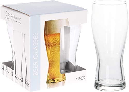 Image of Galvog® Beer Glass Set of 4 | 400ml Crystal Clear Bar Glasses | Lead Free Slender Glass Set - Gift for Men