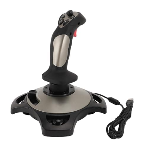 Image of GOWENIC PC Flight Joystick, Wired Flight Stick Flight Simulator Control Joystick with Vibration Function Throttle Control, for 7 8 10 11 Computer, Laptop (PC Only)