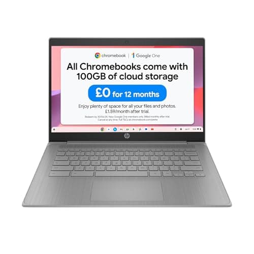 Image of HP Chromebook 14" | Intel Celeron N4500 Processor | 4GB RAM | 64GB eMMC | Intel UHD Graphics | HD Anti-glare Display | Chrome OS | Dual Speakers | USB-C Fast Charging | Modern Grey | 14a-ne1000sa