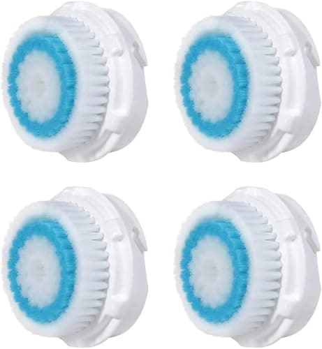 Image of 4pcs Facial Cleansing Brush Replacement Brush Heads for Sensitive Mia 1, 2, 3(Aria), SMART Profile, Alpha Fit, Plus, Sonic Radiance（White and Blue)