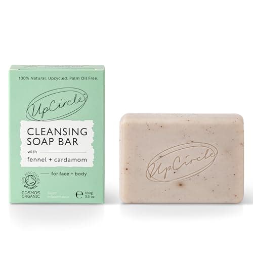 Image of UpCircle Fennel + Cardamom Chai Soap Bar 100g - Certified Organic Vegan Cleanser For Face And Body - Green Clay, Glycerin + Shea Butter Draw Toxins From Pores - Palm Oil Free