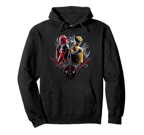 Image of Marvel Studios Deadpool & Wolverine Side-by-Side Claw Icon Pullover Hoodie