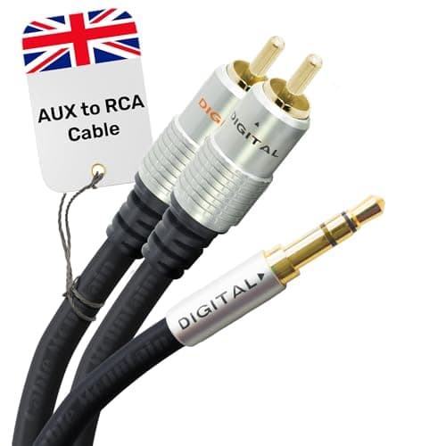 Image of CableMountain 3m RCA to 3.5mm Cable - Phono to Mini Headphone Jack - Gold Plated Male-to-Male Phono to 3.5mm Jack Cable for Turntable, TV and Speakers