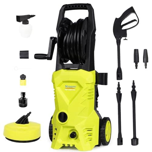 Image of Stream Pressure Washers Jet Washer, 135Bar 1650W 420L/H Portable Pressure Washer Power Washer with Brush, Electric Car Washing Machine, Garden Cleaning Machine for Driveway