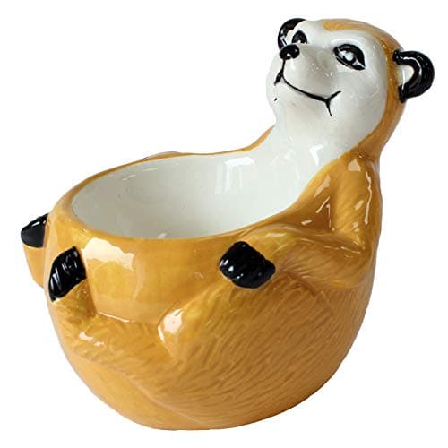 Image of Crockery Critters Egg Cup from Deluxebase – Meerkat Ceramic Egg Holder, Cute Animal Shaped Boiled Egg Cups for Kids and Adults. Fun Novelty Gifts, Kitchen Decor and Tableware.