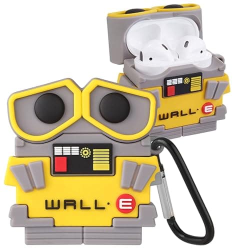 Image of Besoar Wall Robot for Airpod 1/2 Case, Cartoon Cute Fashion Cool Silicone Design Character Cover for Airpods, Unique Stylish Kawaii Funny Fun Protective Shell Girls Women Girly Boys Cases Air Pods 2&1
