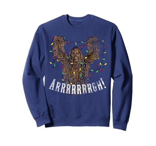 Image of Star Wars Arrrgh! Chewie Tangled Lights Christmas Sweatshirt