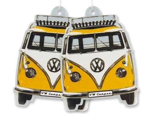 Image of BRISA VW Collection - Volkswagen Air Freshener, Room Freshener, Deodorizer for Cars T1 Bus Campervan Motif (Citrus/Yellow/Set of 2)