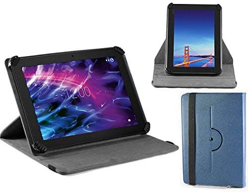 Image of Navitech Blue Leather Case Cover With 360 Rotational Stand Compatible With The ASUS 9.7" Chromebook Tablet CT100