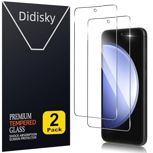 Image of Didisky 2 Pack Tempered Glass Screen Protector for Samsung Galaxy S23 FE 6.4'' (Not for S23), Scratch-Resistant, 9H Hardness, No Bubbles, High Definition Screen Protector, Easy to Use