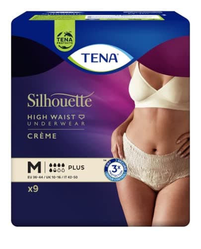 Image of Tena Silhouette Plus Creme Incontinence Pants Medium, 9 Pack