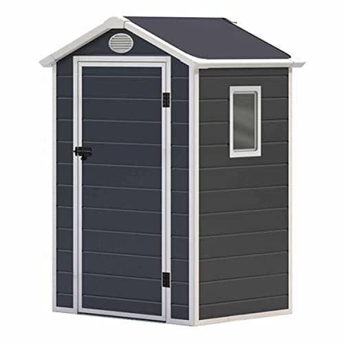 Image of CHARLES BENTLEY Plastic, Storage, Garden Shed, Grey, Small, Roof, Outdoor, Garden, Tall, Box, Store, Tools, Garden Storage, Outdoor Storage, Vents, Weather Resistant, UV Protection (4.4ftx3.4ft)