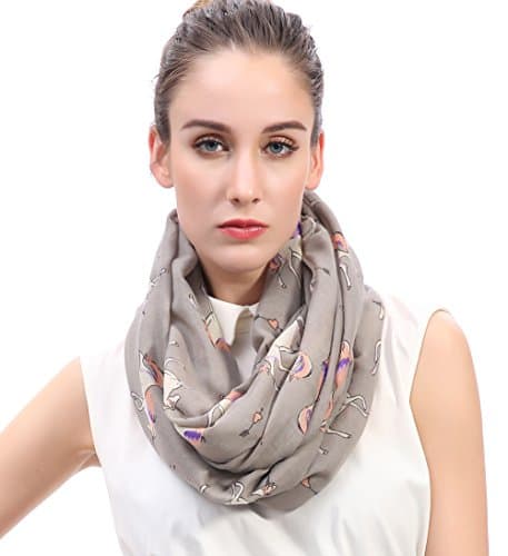 Image of Lina & Lily Unicorn Print Lightweight Snood Scarf (Grey)