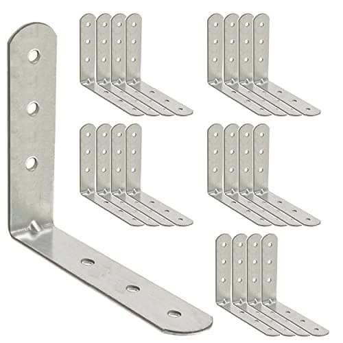 Image of OMIDEAS 20 x Angle Bracket (80 x 80 x 16) 90 Degree L Shape Corner Brace Plate Wood Metal Connecting Fixing Joining Repair Support Galvanised Connector