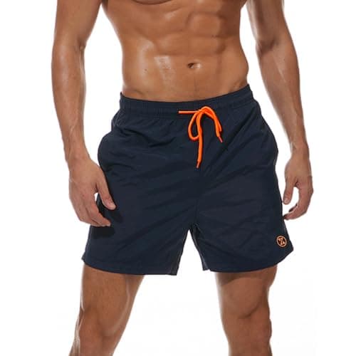 Image of ZOXOZ Mens Swimming Shorts Board Shorts Waterproof Quick Dry Beach Shorts Swim Trunks Summer Casual Surf Shorts with Pockets Mesh Lining Dark Blue M