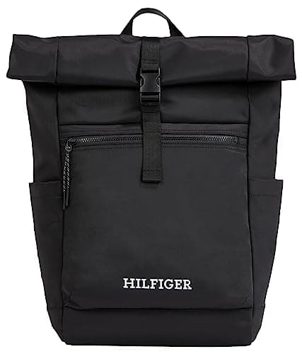 Image of Tommy Hilfiger Men Backpack Monotype Rolltop Hand Luggage, Multicolor (Black), One Size