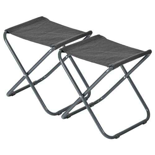 Image of Harbour Housewares Folding Stools - Grey - Pack of 2 - Canvas Camping Stool Adults Small Portable Lightweight Outdoor Foldable Garden Seat for Fishing, Travelling, Picnics