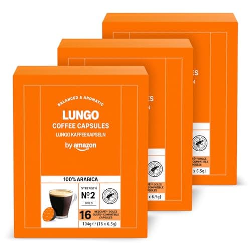 Image of by Amazon Lungo Dolce Gusto compatible coffee capsules 48 pods (3 packs of 16)
