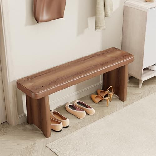 Image of Vintage wooden bench for entryway, Indoor Narrow front porch long bench for Kitchen dining table, Living Room, Bedroom Bed