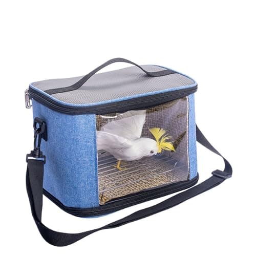 Image of Haimusan Bird Carrier Bag Bird Travel Cage, Indestructible Stainless Steel Mesh Backpack for Parrot, Portable Bird Travel Bag, Pet Transparent Breathable Travel Cage (Blue)