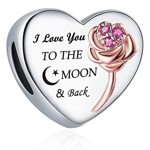 Image of S925 Sterling Silver Charms Fit for Pandora Charms Bracelet I Love You to the Moon and Back Bead Charm Gifts for Woman 2