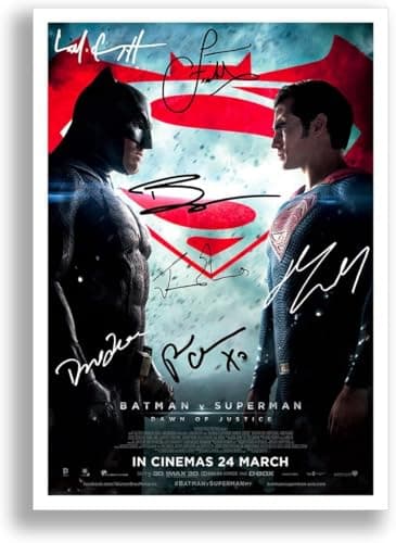 Image of Mounted Gifts Batman V Superman Dawn Of Justice Movie Cast Signed A4 Poster Photo Print Framed Autograph Gift 2016 Film (A3 Poster Only)