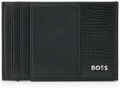 Image of BOSS Leather Card Holder New Crosstown Card Wallet Black