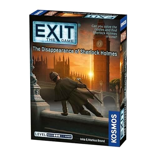 Image of Thames & Kosmos EXIT - The Disappearance of Sherlock Holmes, Escape Room Card Game, Board Games for Family Night, Ideal for Adults and Kids, For 1 to 4 Players, Age 12+, Brown