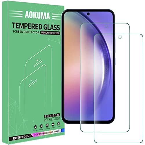 Image of AOKUMA For Samsung Galaxy A54/S23 FE 5G Tempered Glass Screen Protector, 2 Pack Screen Protector,9H Hardness,Anti-Scratch,Anti-Fingerprint,Bubble-Free,HD Clear,Premium Protective Film Case Friendly