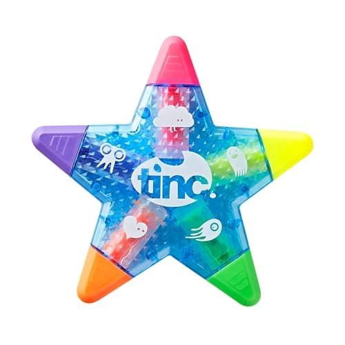 Image of Tinc Star Shaped 5 in 1 Multi Coloured Highlighter Pen for Kids - Blue, One Size (STARHLBL)