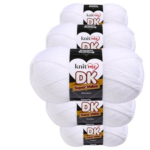 Image of Knit Me DK Double Knitting Yarn Hypoallergenic Acrylic 5X 100g (White)