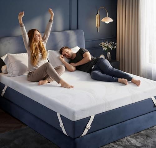 Image of Cliporix Memory Foam Mattress Topper king Bed, Gel-Infused Cooling Orthopedic Mattress Topper for Back Pressure Relief, Breathable,Double-layer & Anti-Slip, Removable Fabric Cover (King(150x200x7cm))