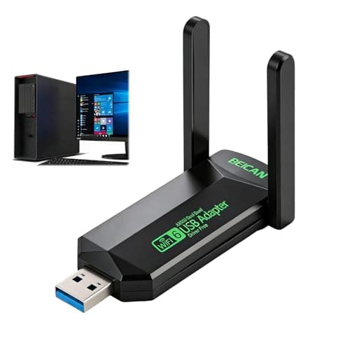 Image of 1300Mbps USB WiFi Dongle, WiFi Adapter USB 3.0 with Dual 5dBi Antenna 5GHz 2.4GHz High Gain for PC AC1300 Wireless Network Compatible with Windows 11/10/8/7/Vista/XP Easy Setup Supports Soft AP Mode