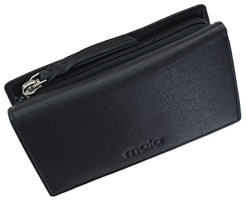 Image of Mala Leather Bailey Collection Leather Tri Fold Purse RFID Blocking 3546_54 Black