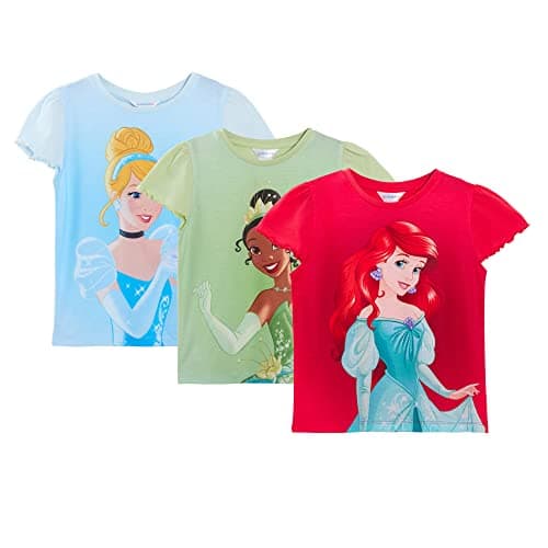 Image of Disney Girls 3 Pack Princess T-Shirts 7-8 Years