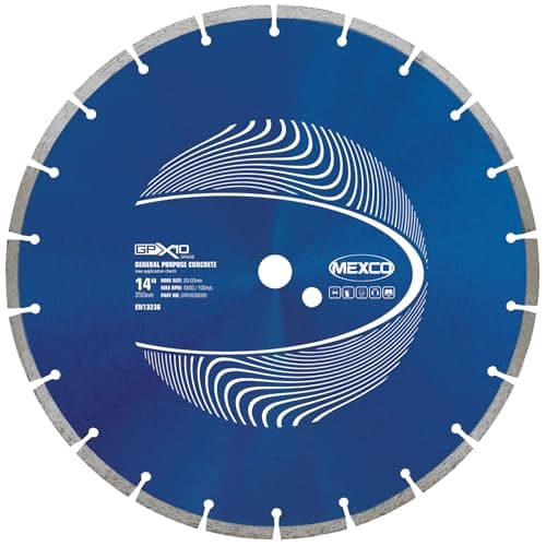 Image of Mexco GPX10 General Purpose Concrete Diamond Blade, Cutting Disc for Non-Abrasive Building Materials - 350mm, 10mm Segment Height