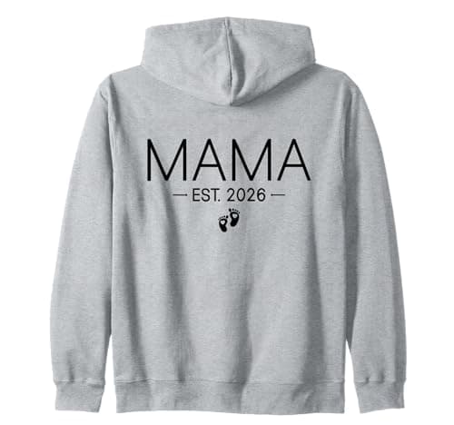 Image of Mama Est 2026 New Dad and Mom Matching Mother To Be 26 Zip Hoodie