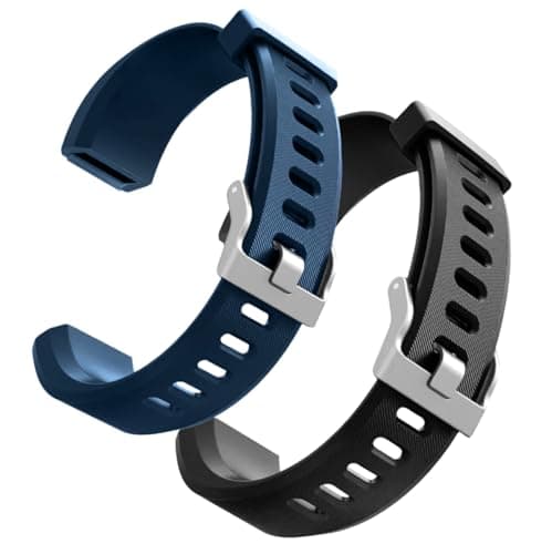 Image of hoeslaw 2 Pcs Watch Bands Replacement for ID115plus HR, Very Fit Pro Activity Fitness Tracker Wrist Bands Set, Multicolor Veryfitpro Smart Watch Strap Replacements (Black Blue)