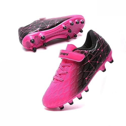 Image of Boys Football Boots Shoes Kids Girls FG/AG Soccer Athletics Training Sport Running Shoes Profession Competition Teenager Indoor Outdoor Cleats Sneakers for Unisex Pink EU36 Convert 3UK
