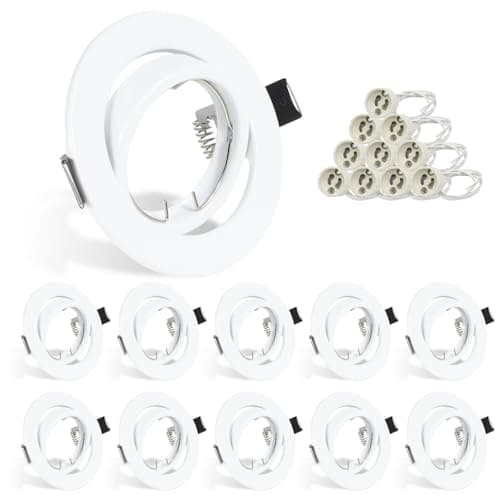Image of HiBay 10x Spot Lights GU10 Downlights for Ceiling 360° Tiltable Downlights Round Matte White Spotlights for Living Room Office, 240V, 90mm Outer Diameter, 68-85mm Cut-Out Holes, Without Bulb