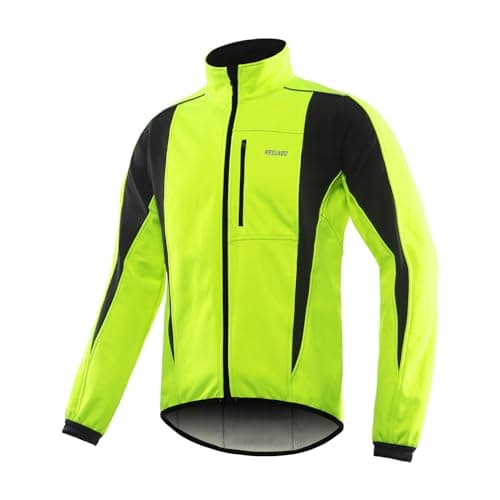 Image of ARSUXEO Cycling Jacket Mens Waterproof Windproof Softshell Winter Thermal Breathable Bike Outerwear 15K Green Size X-Large