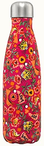 Image of Cath Kidston Stainless Steel Pink & Orange Pinball Ditsy Water Bottle (500ml)