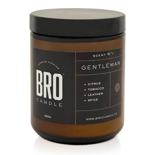 Image of Candles for Men - Gentleman by Bro Candle - Natural Scented Soy Wax Tobacco Candles | Scent - Cigar Lounge & Aged Tobacco Scent with Citrus and Spice | Birthday Gift for Men | 40-50 Hour Burn Time