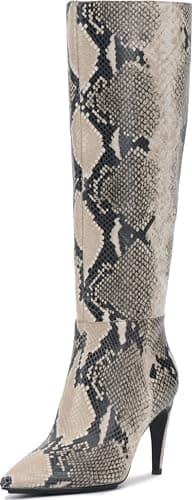 Image of Vince Camuto women's Brigitte Wide Calf Knee High Boot, Ivory Multi Wide Calf, 6 UK