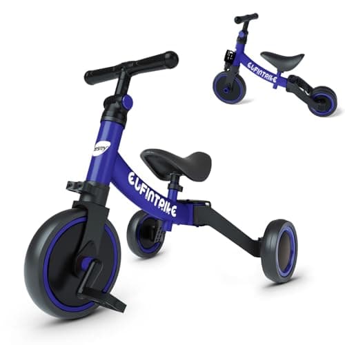Image of besrey 5 in 1 Toddler Bike for 10 Month to 4 Years Old Kids, Toddler Tricycle Kids Trikes Tricycle, Toys for Boy & Girl, Balance Training, Removable Pedals - Dark Blue