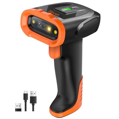 Image of Tera Wireless Bluetooth Barcode Scanner: 2200mAh Lithium-Polymer Battery 1D 2D QR Bluetooth 2.4G Wireless Handheld Bar Code Reader 1.5m USB Cable Barcode Scanner for Retail Warehouse Library D5300